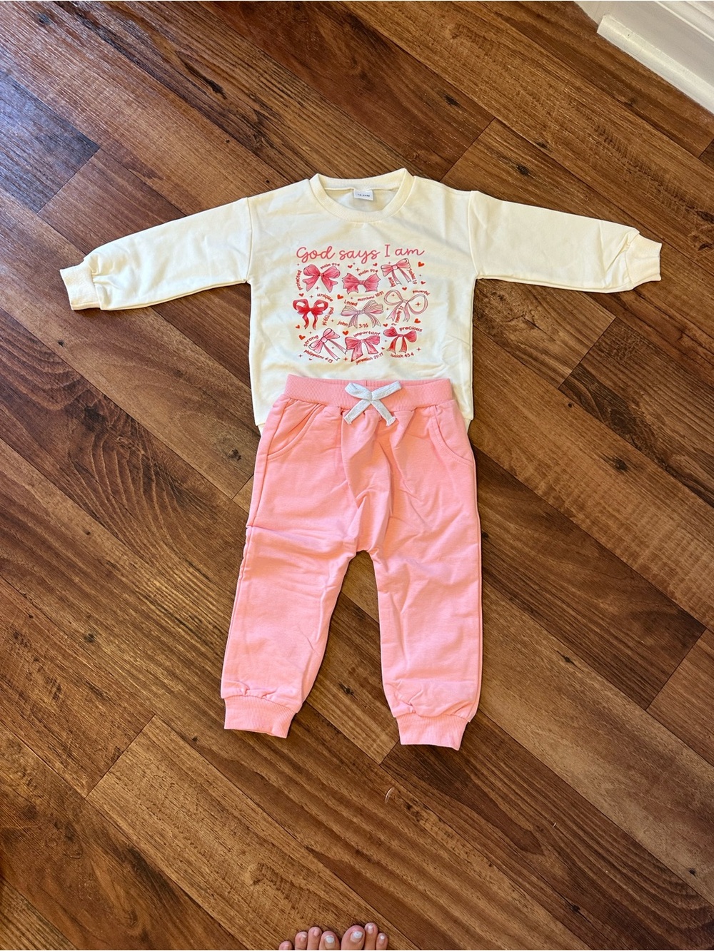 Girls Pink Knit Jogger Pants - Unbranded